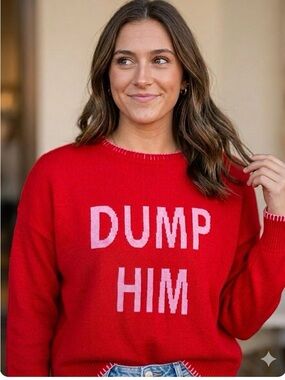 NWT No Comment “Dump Him” Women’s Knit Sweater Size Large